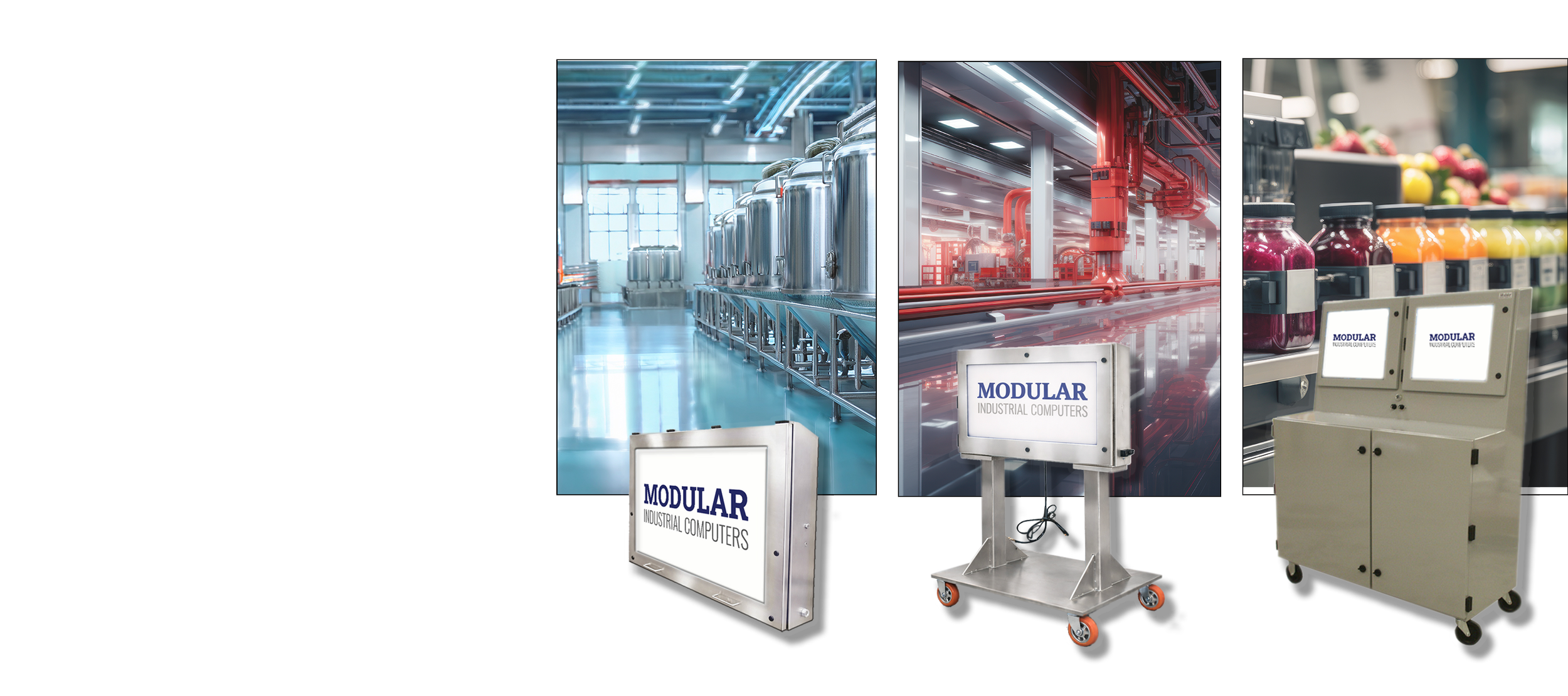 Modular industrial HMIs, computer enclosures, and stainless workstations